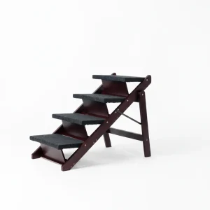 Wooden Dog Stairs Steps - Foldable 4 Levels Pet Stairs & Ramp Perfect For Beds And Cars - Portable Dog Cat