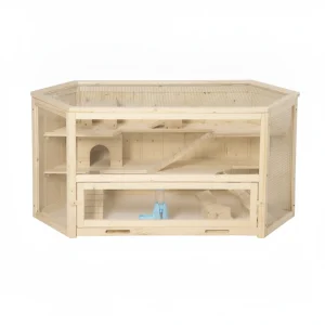 Wooden Large Hamster Cage Small Animal Exercise Play House 3 Tier With Tray