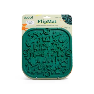 WOOF Dual Sided Lick Mat for Dogs, Green, 10.625" x 8.25"