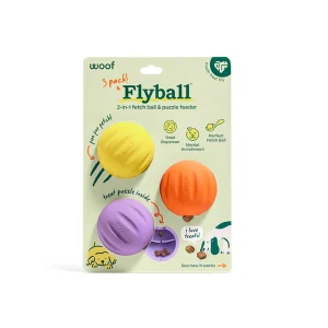 WOOF Flyball Treat Dispensing Dog Toy, 3 Count