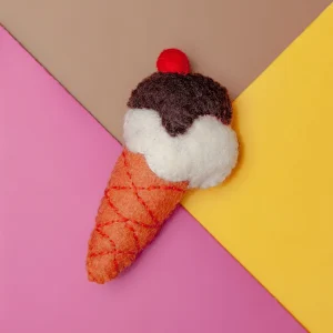 Wool Ice Cream Cone Catnip Toy