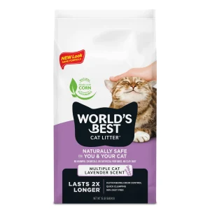 World's Best® Multiple Cat Corn Cat Litter - Lavender Scented, 99% Dust Free, Clumping
