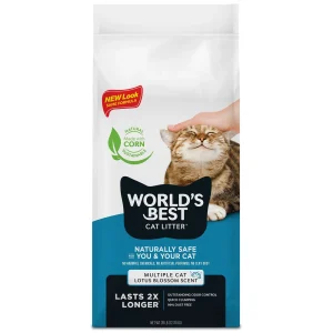 World's Best® Multiple Cat Corn Cat Litter - Lotus Blossom Scent, 99% Dust Free, Clumping