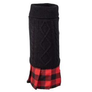 WORTHY DOG | Turtleneck Dress in Black & Buffalo Check
