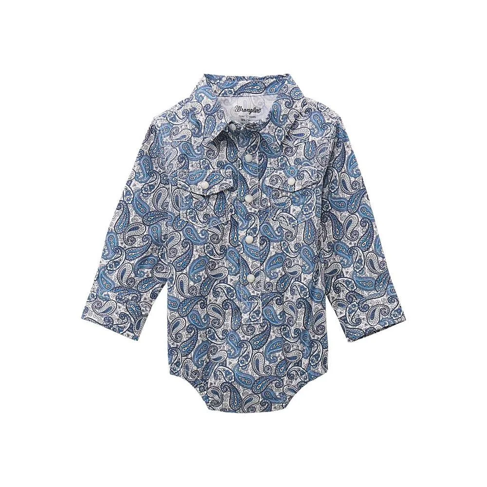 Wrangler Baby Boy's Blue Paisley Onesie