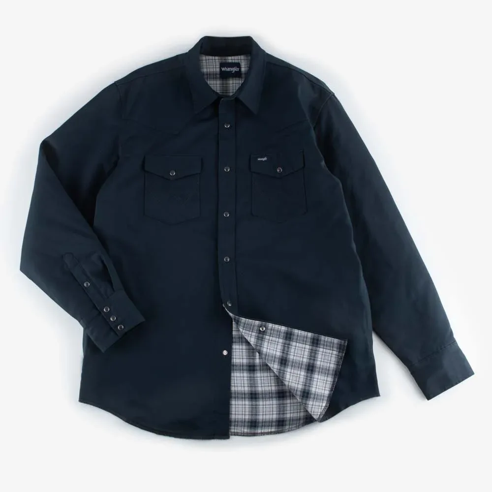 Wrangler Big & Tall Flannel Lined Black Workshirt
