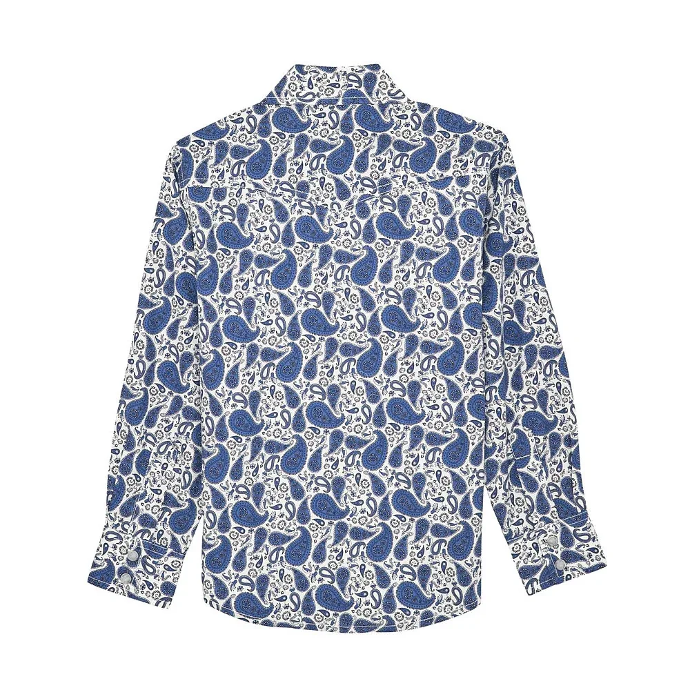 Wrangler Boy's 20X Advanced Comfort Blue Paisley Shirt - Image 2
