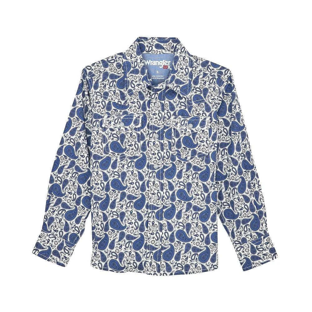 Wrangler Boy's 20X Advanced Comfort Blue Paisley Shirt
