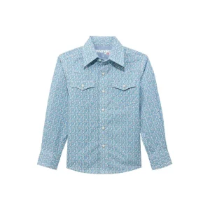 Wrangler Boy's 20X Blue Multi Print Shirt