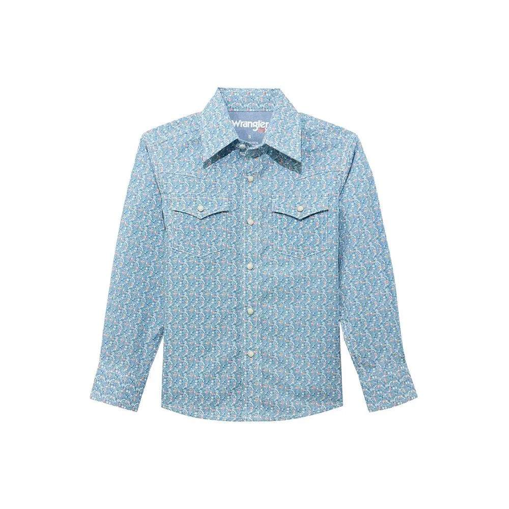 Wrangler Boy's 20X Blue Multi Print Shirt