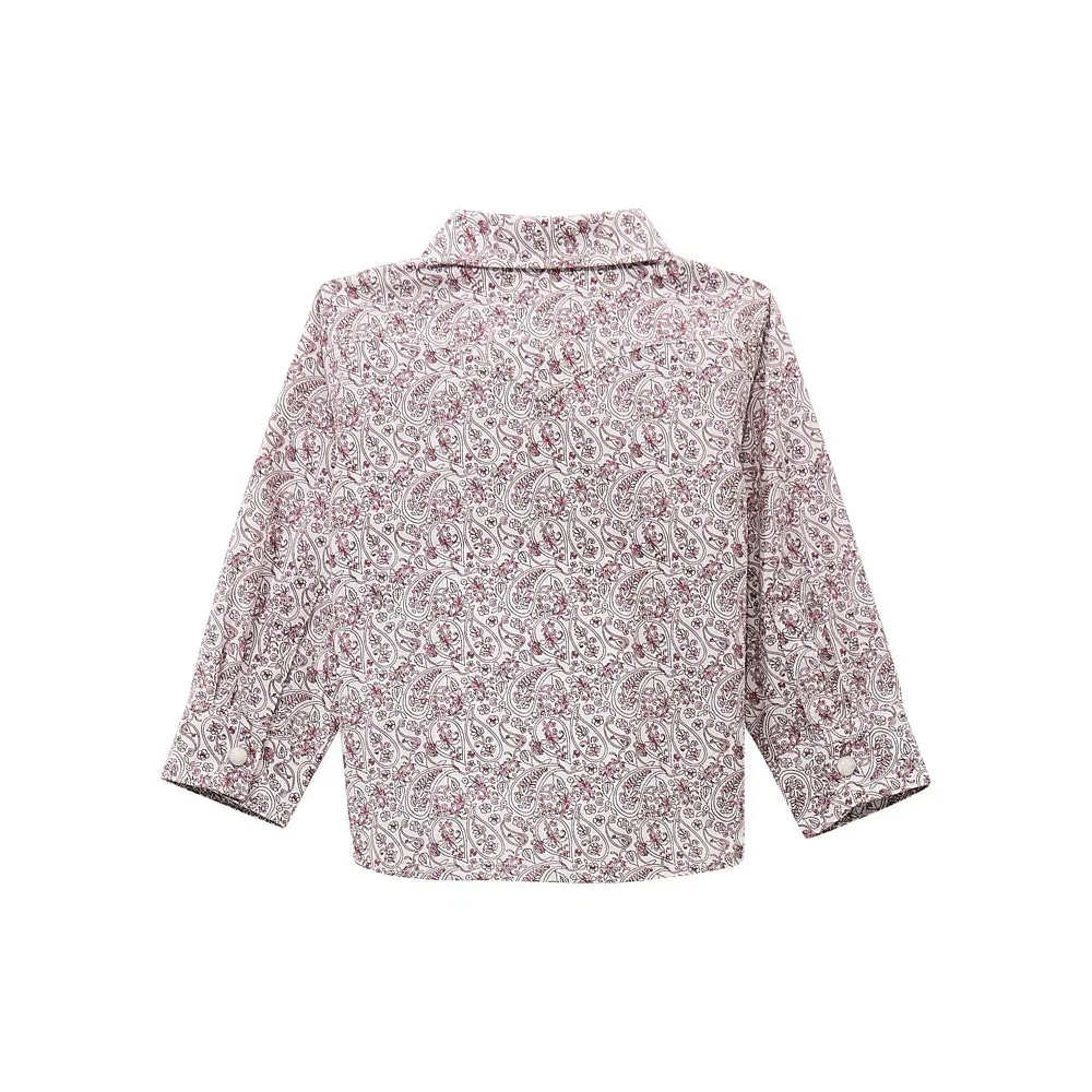 Wrangler Boys Baby Classic Burgundy Print Shirt - Image 2