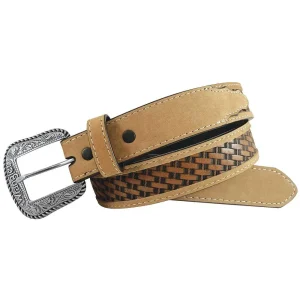 Wrangler Boy's Basket Weave Tooled Leather Belt