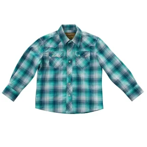 Wrangler Boy's Blue Plaid Retro Snap Shirt