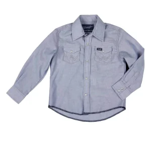 Wrangler Boys Cowboy Cut Blue Chambray Snap Shirt