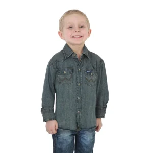 Wrangler Boy's Cowboy Cut Long Sleeve Denim Snap Shirt