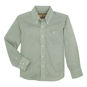 Wrangler Boys Green Print Long Sleeve Shirt