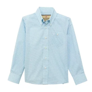 Wrangler Boy's Long Sleeve Blue Button Shirt