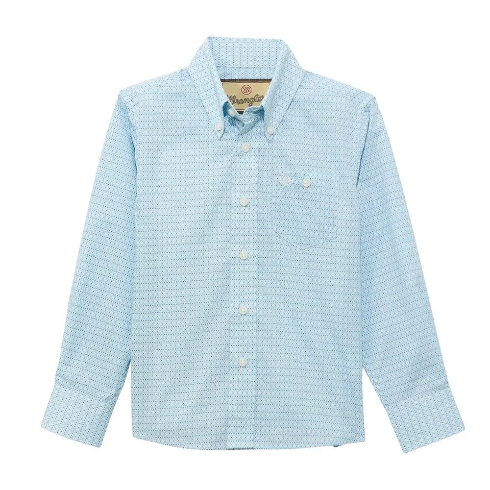 Wrangler Boy's Long Sleeve Blue Button Shirt