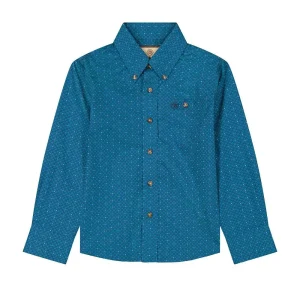 Wrangler Boy's Teal Classic Long Sleeve Shirt