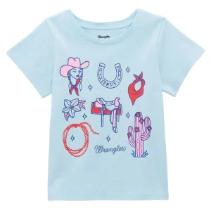 Wrangler Girl's Blue Western Motif Tee Shirt
