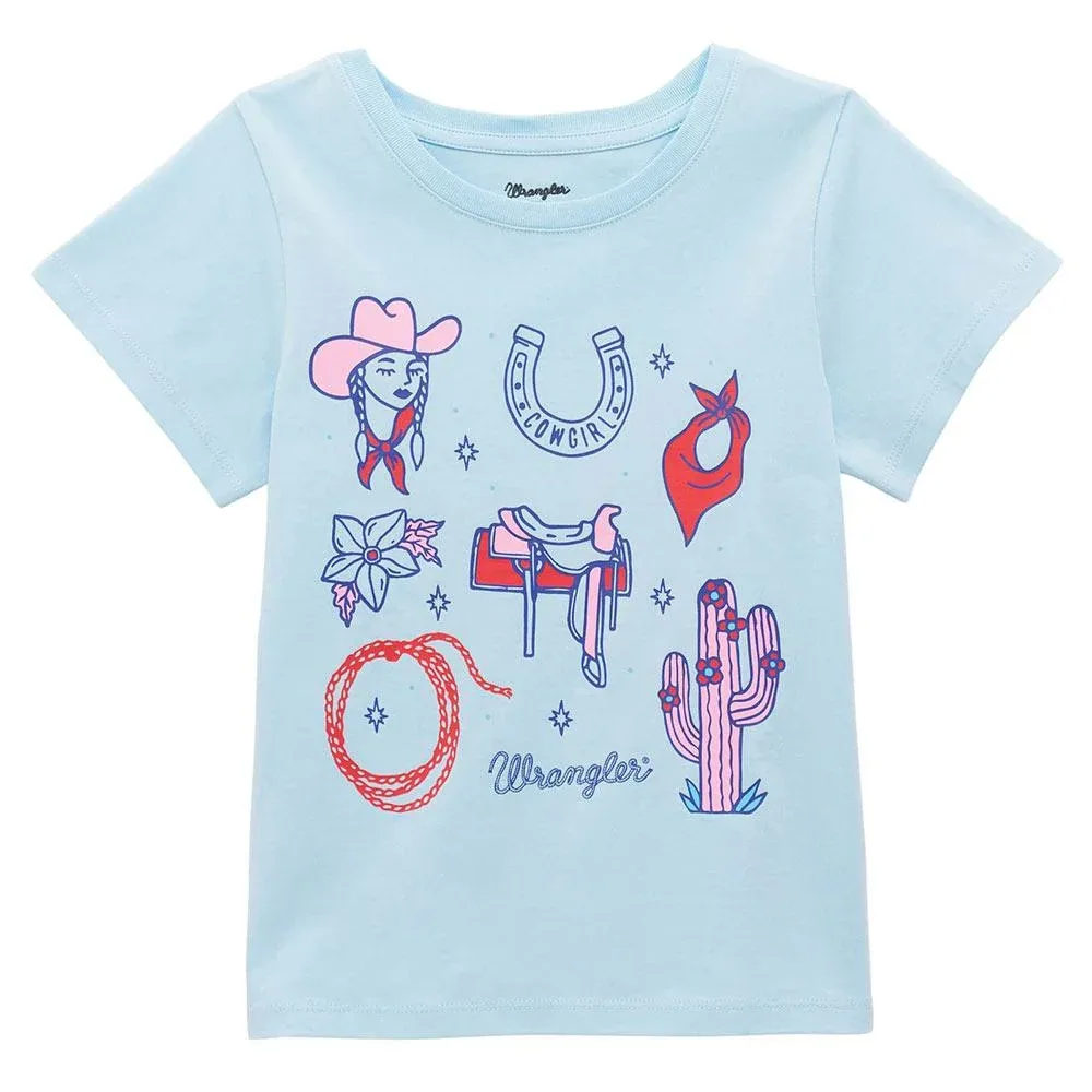 Wrangler Girl's Blue Western Motif Tee Shirt