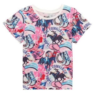 Wrangler Girl's Cowgirls White Print Tee Shirt