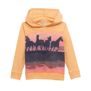 Wrangler Girl's Orange Horse Hoodie