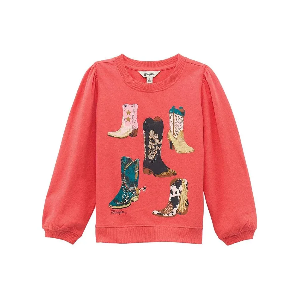 Wrangler Girl's Pink Crewneck Sweatshirt