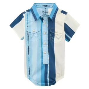 Wrangler Infant Boy's Blue Striped Onesie