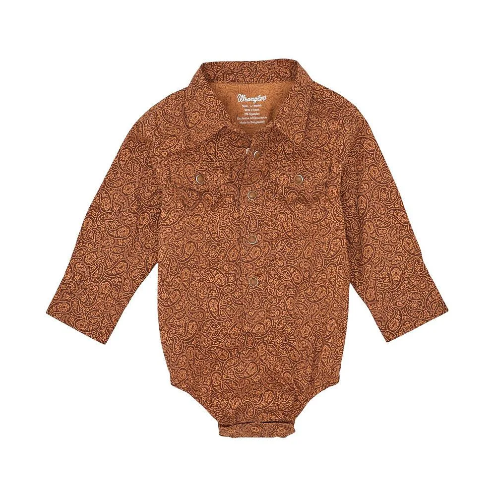 Wrangler Infant Rustic Brown Snap Onesie