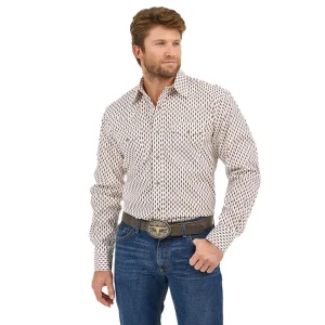 Wrangler Mens 20x Comfort White/Brown Plaid Shirt