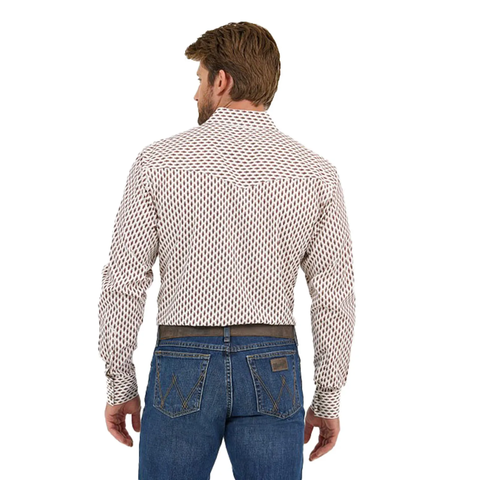 Wrangler Mens 20x Comfort White/Brown Plaid Shirt - Image 2