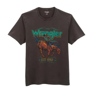 Wrangler Mens Black Coffee Graphic Logo Tee