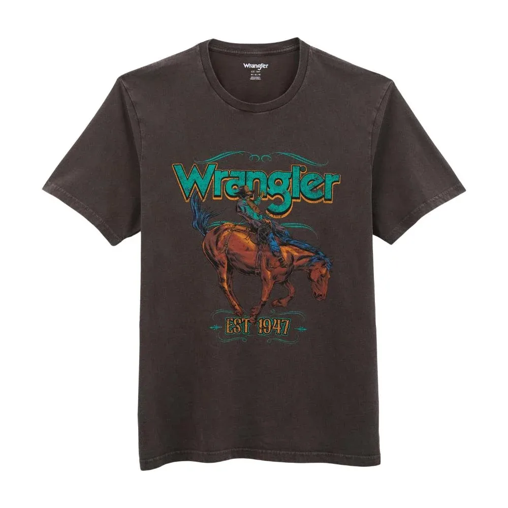 Wrangler Mens Black Coffee Graphic Logo Tee