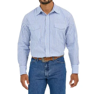 Wrangler Mens Blue/Red Wrinkle Resist Shirt