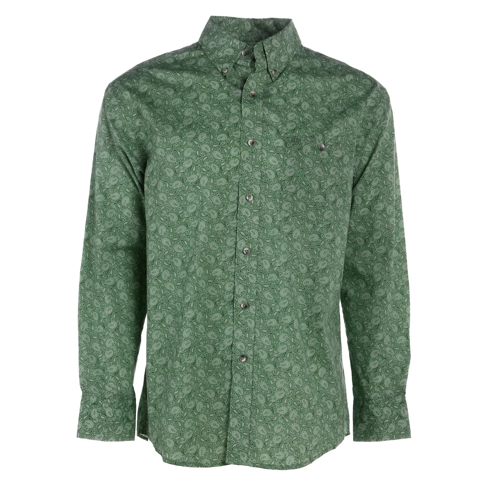 Wrangler Mens Classic Green Paisley Long Sleeve Shirt - Image 2