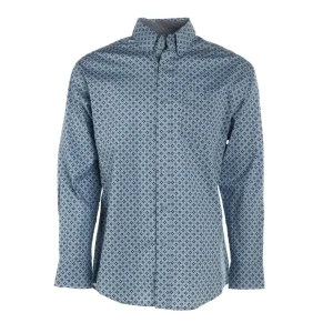 Wrangler Mens George Strait Blue Print Long Sleeve Button Shirt