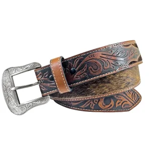 Wrangler Men's Hair on Hide Leather Embossed Belt