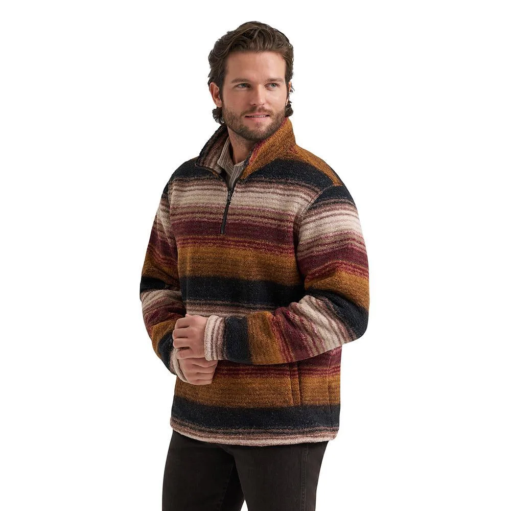 Wrangler Men's Hay Away Sherpa Aztec Port Stripe Pullover