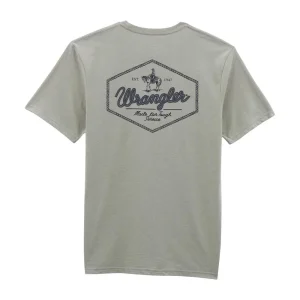 Wrangler Mens Limestone Puff Ink Logo Tee
