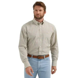 Wrangler Mens Tan Print Classic Long Sleeve Shirt