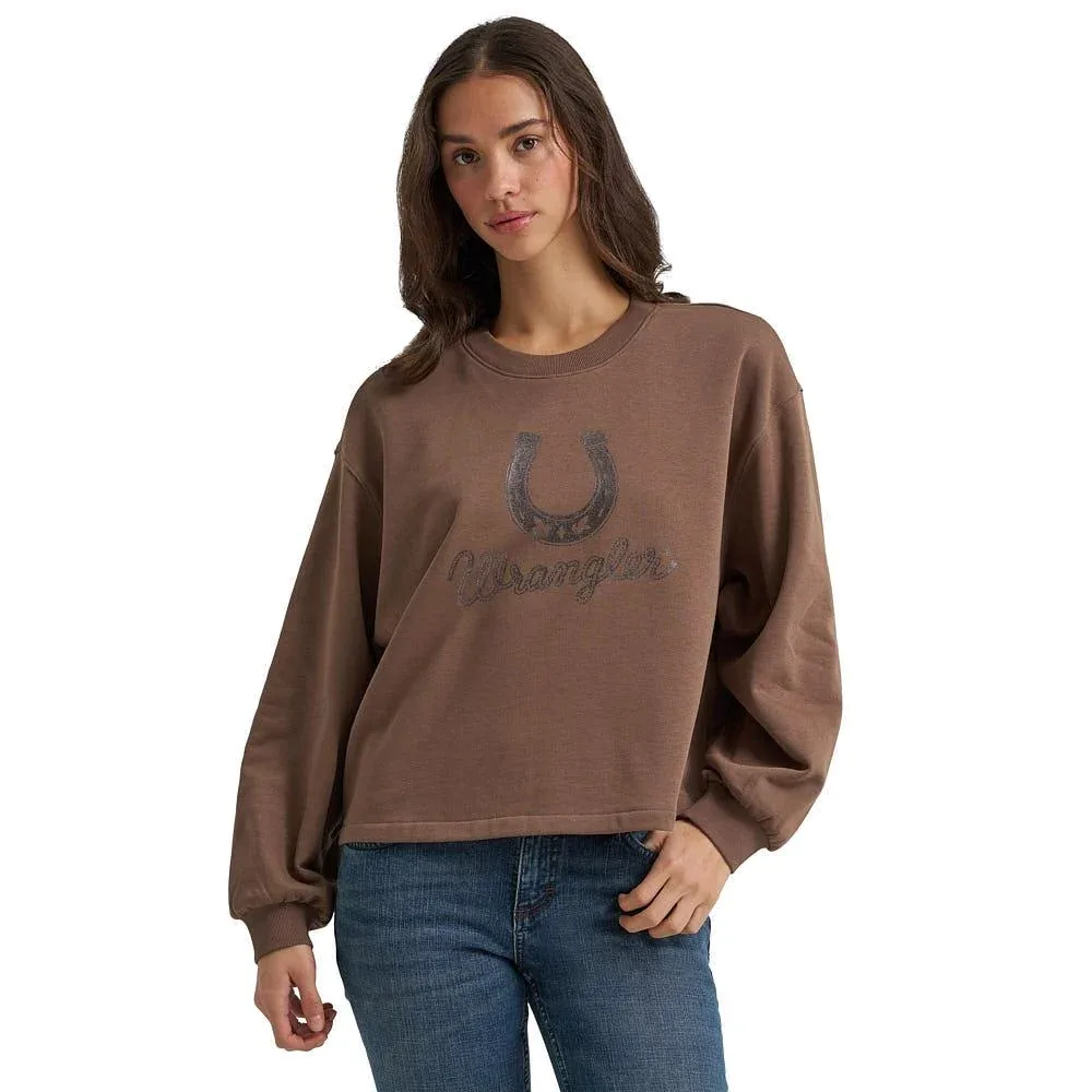 Wrangler Women's Coffee Shimmer Horseshoe Sweatshirt