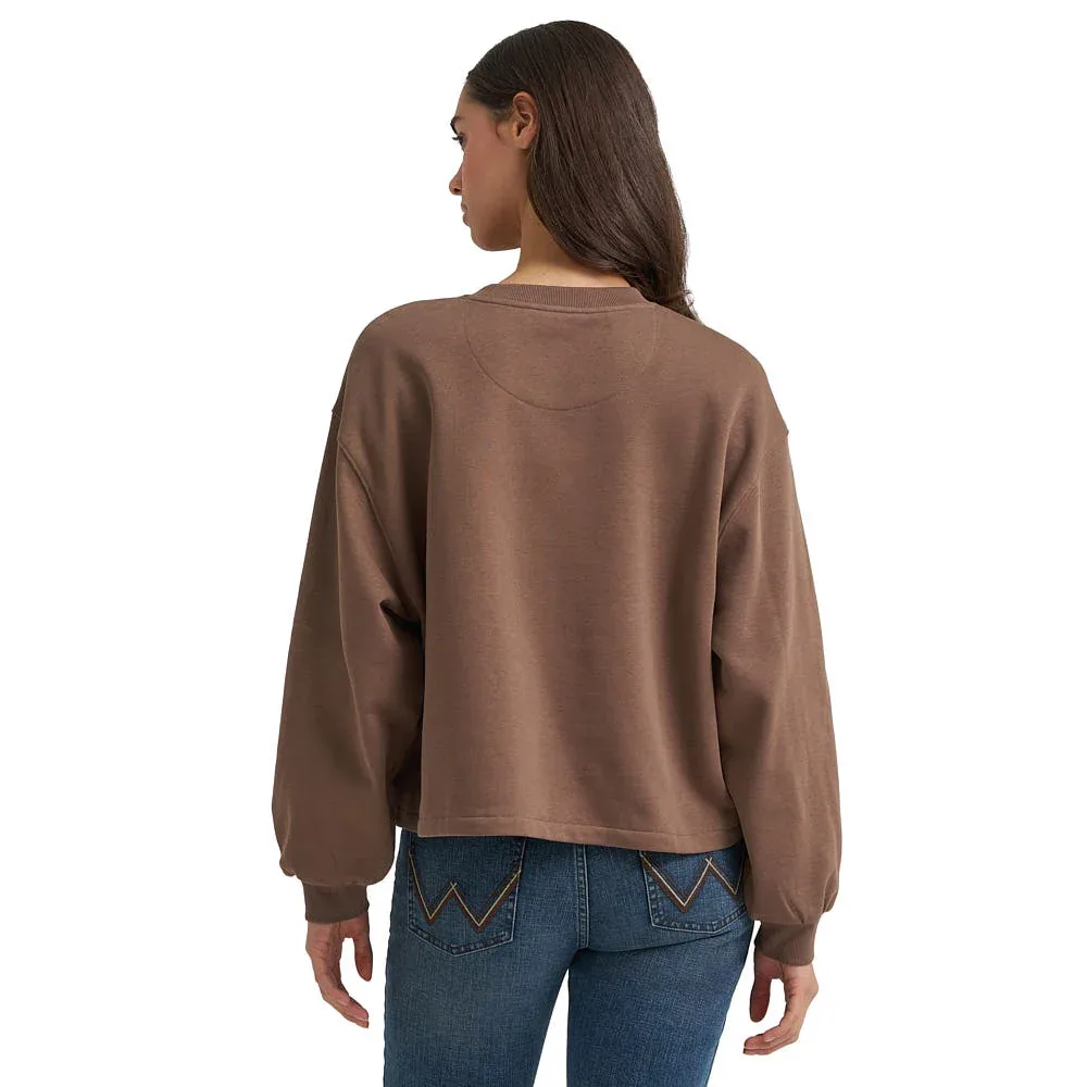 Wrangler Women's Coffee Shimmer Horseshoe Sweatshirt - Image 2