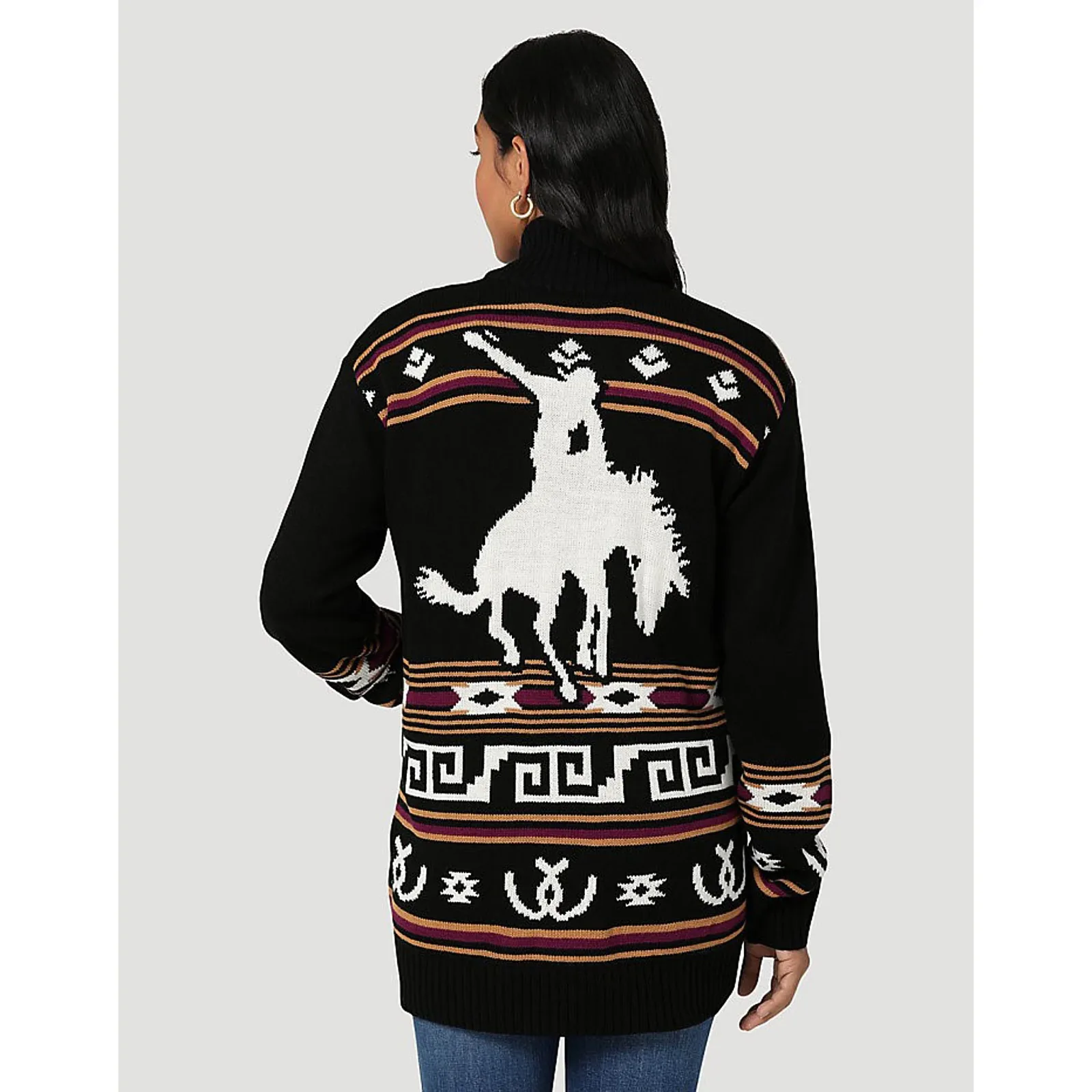 Wrangler Womens Cowboy Full Zip Black Beauty Cardigan - Image 2