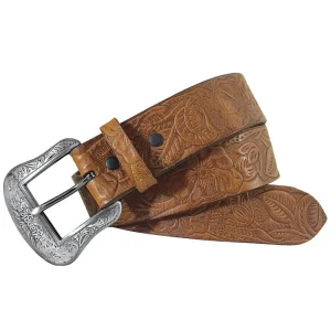 Wrangler Women's Floral Embossed Bridle Leather Belt