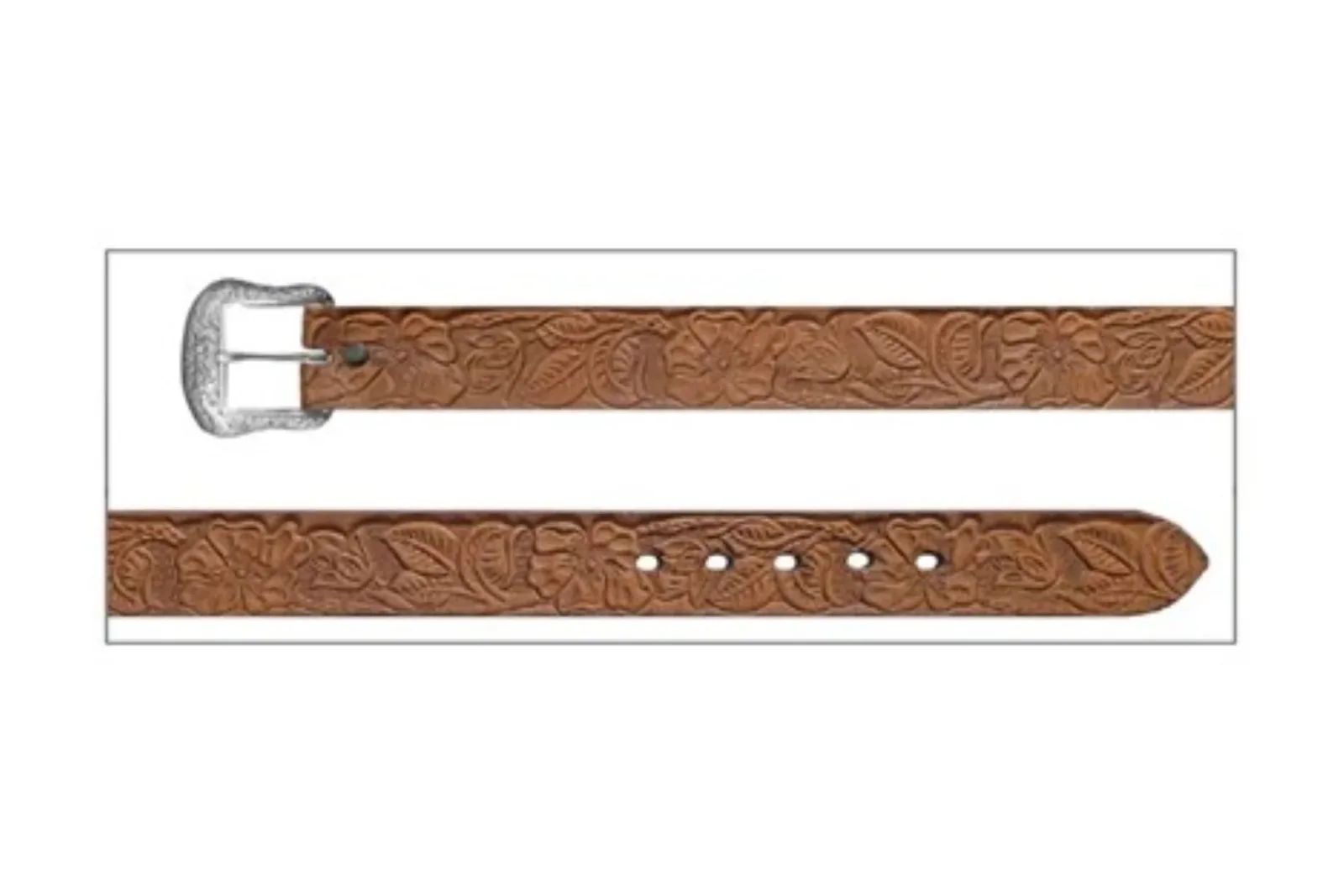 Wrangler Women's Floral Embossed Bridle Leather Belt - Image 2
