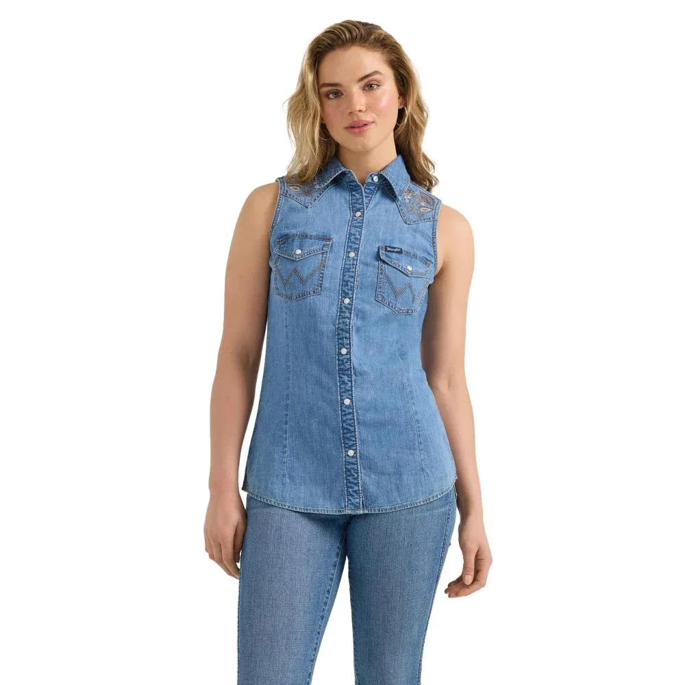 Wrangler Womens Mid Wash Western Shirt