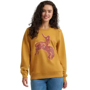 Wrangler Women's Spruce Yellow Cowboy Crew Neck