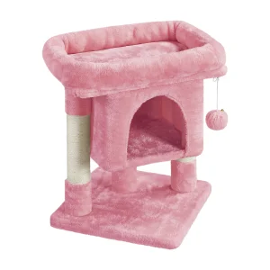 Yaheetech 23.5-in Compact Cat Tree with Condo, Wide Perch and Scratching Posts