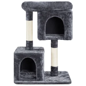 Yaheetech 33.5" Cat Tree Tower w/2 Cozy Plush Condos, Oversized Perch & Sisal Scratch Post